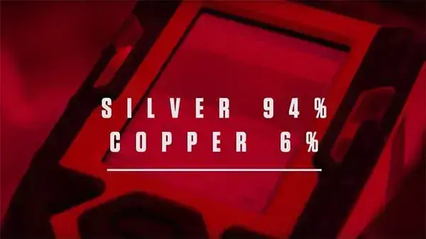 A slide that says silver 94% copper 6%