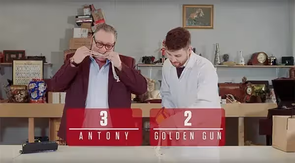 A picture of Antony Charman and Matthew Christlow with the words Antony 3 Golden Gun 2
