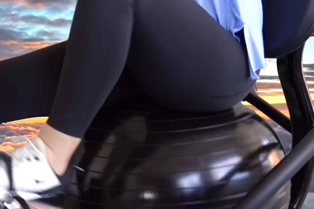 Female enjoying comfort of no-impact seating on the BallBike