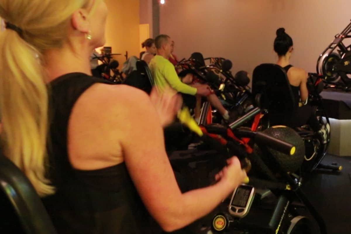 Workout class showing a diversity of ages and body types on BallBike