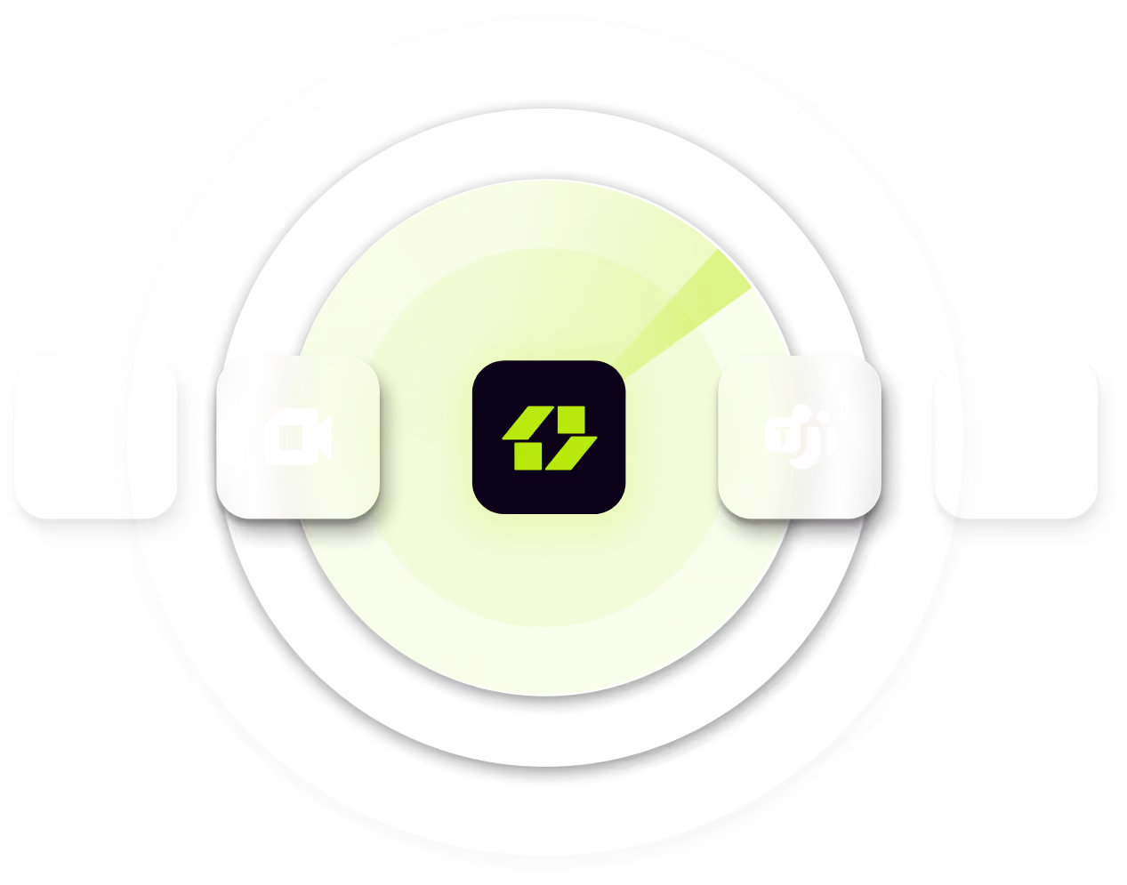 A green and white circle with a black and white arrow.