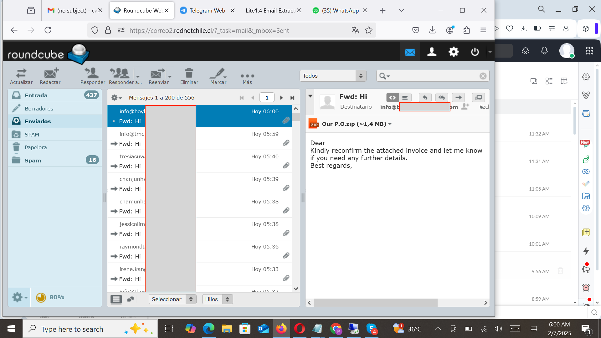 Email Sent to Target