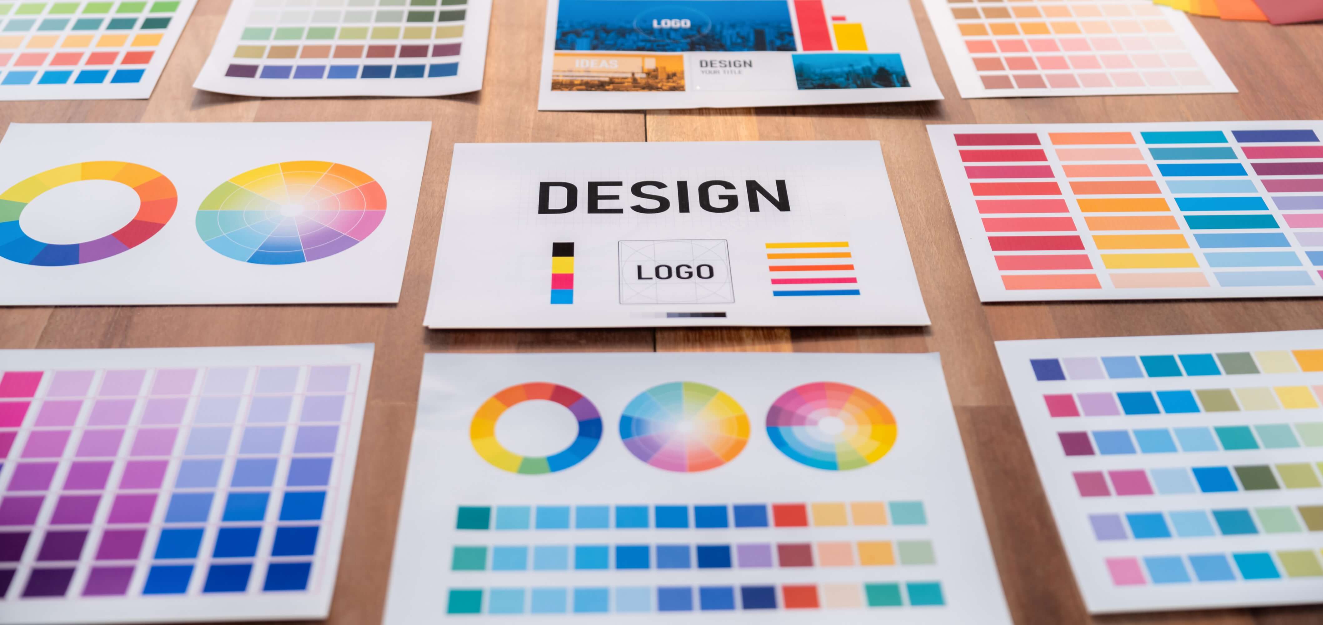 Digital UI with color palette sliders and harmony selection interface