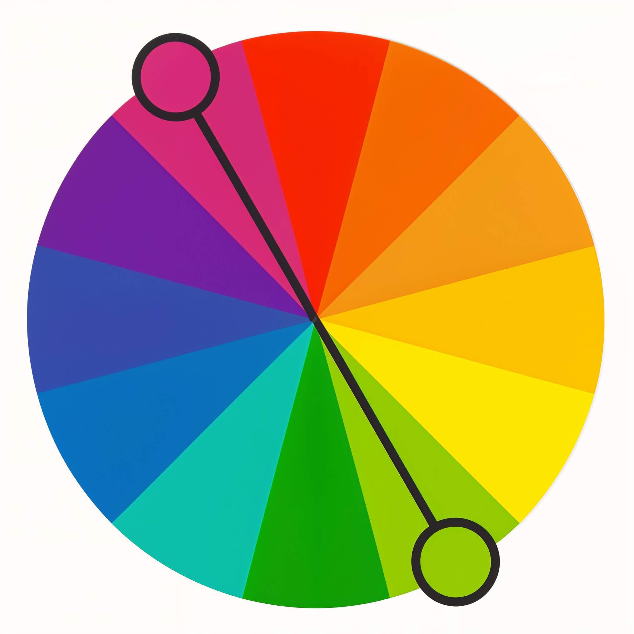 Complementary color wheel displaying two opposite hues