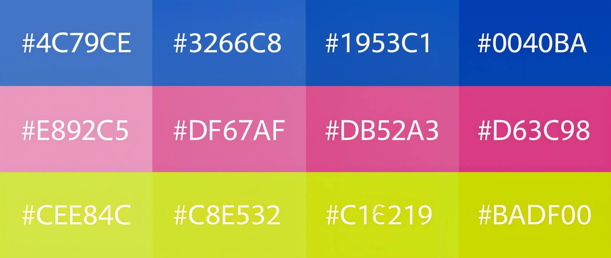 Monochromatic color spectrum with varying tints and shades of a single color