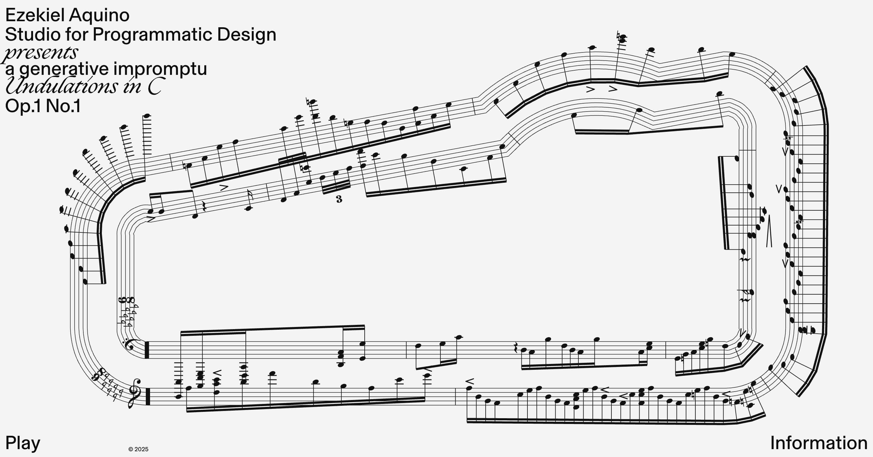 Brutalist portfolio with abstract musical layout.
