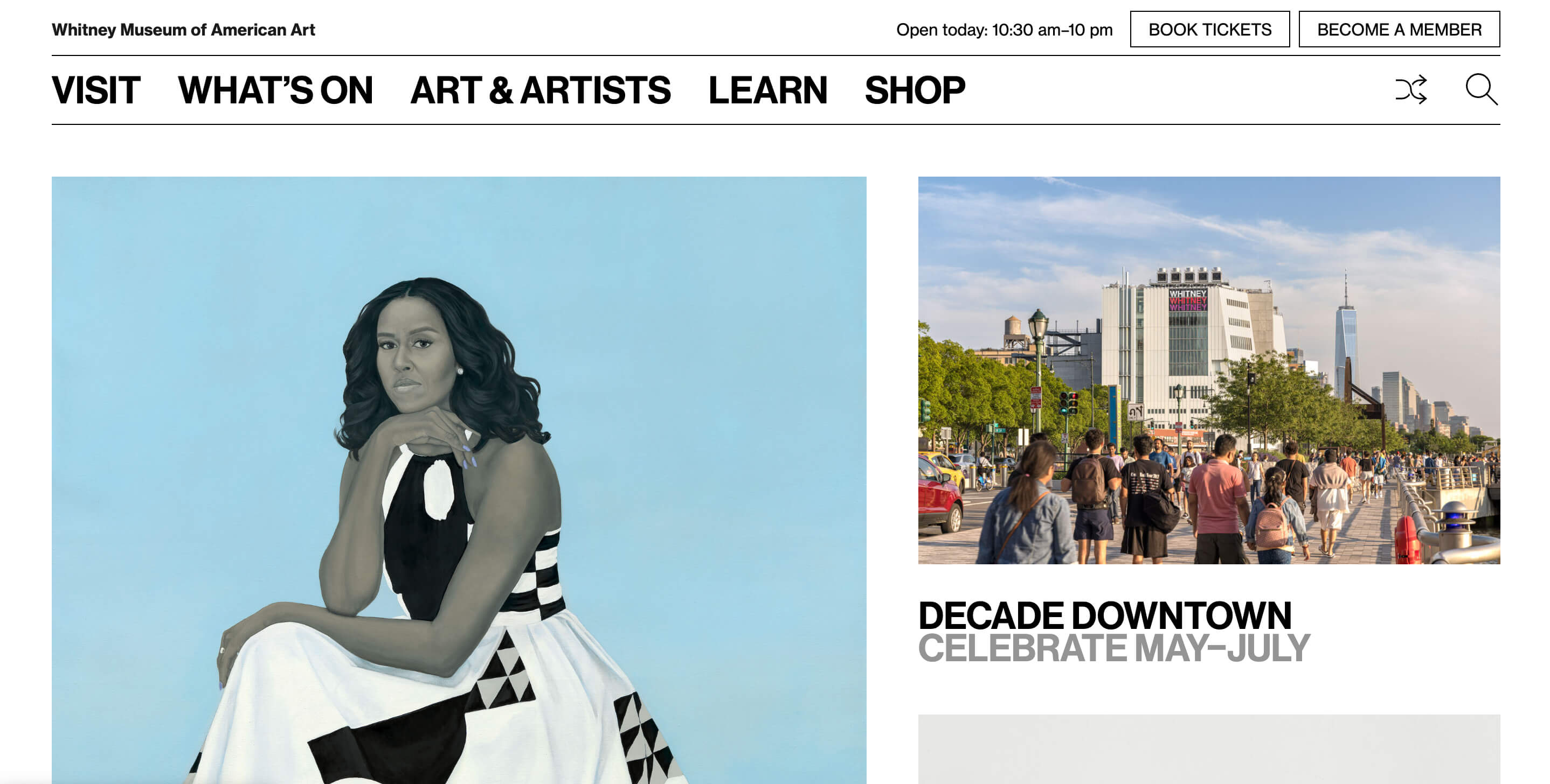 Minimalist site with black text on white grid.