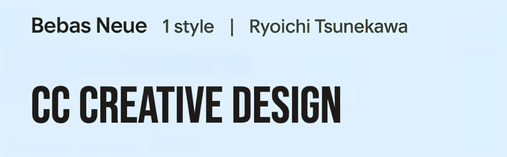 Bebas Neue font preview showing CC Creative Design