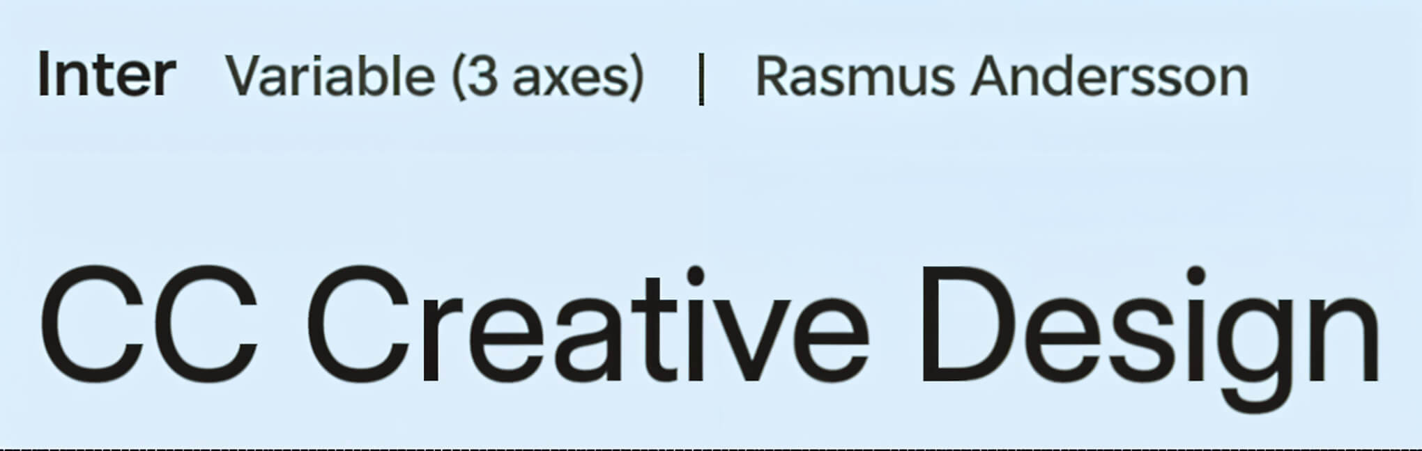 Inter font preview showing CC Creative Design