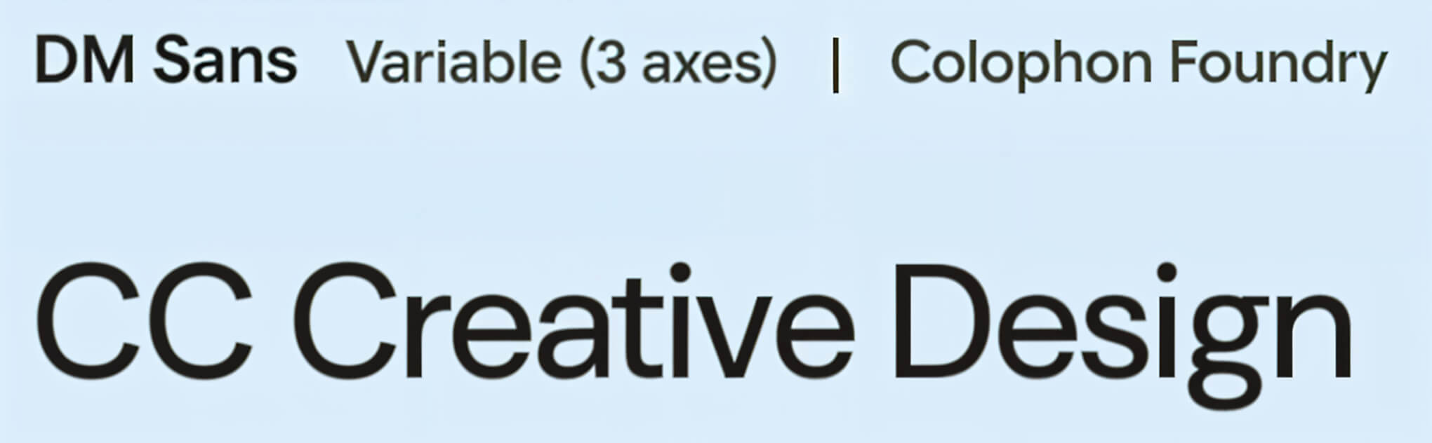 DM Sans font preview showing CC Creative Design