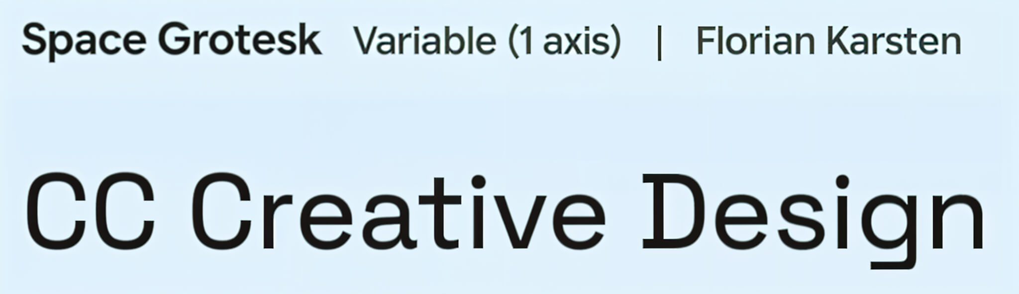 Space Grotesk font preview showing CC Creative Design
