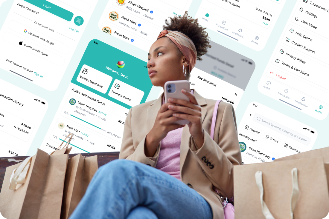 Women checking services on mobile.