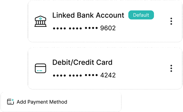 Link your bank or card once and send instant payments to loved ones.