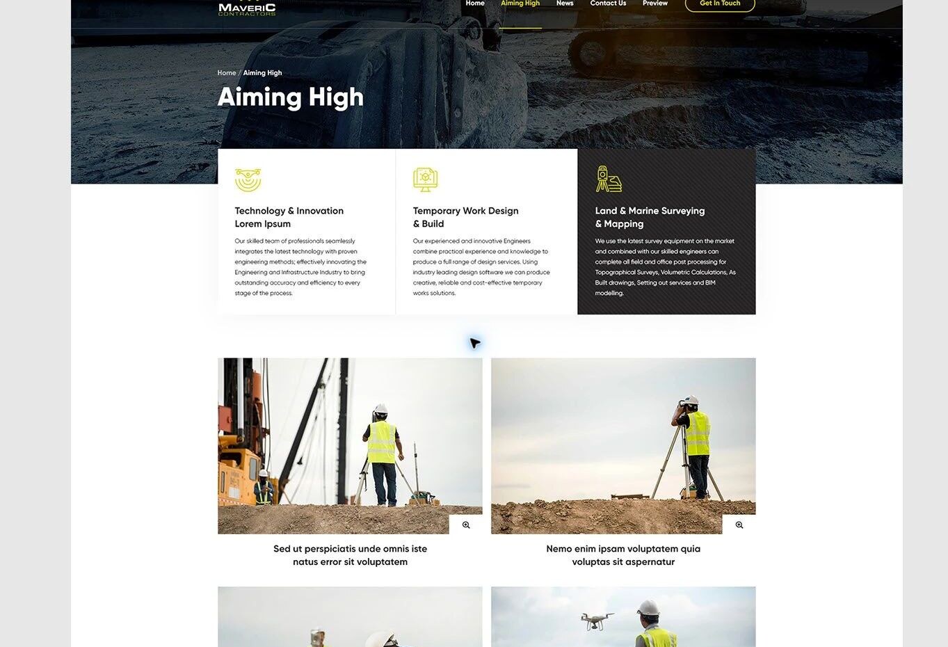 Aiming High recruitment and training page from the Maveric Contractors website.