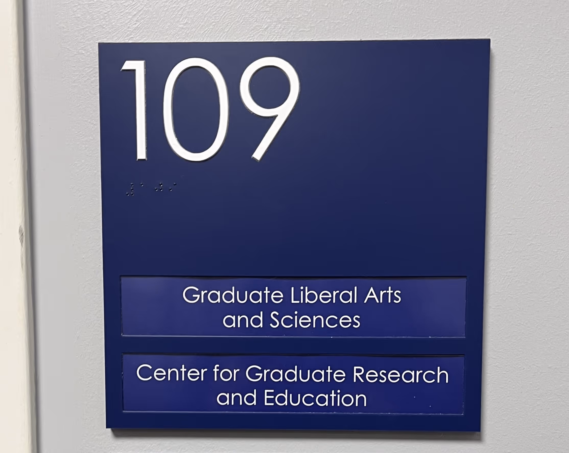 ADA sign with tactile text, braille, and a clear opening for an insert
