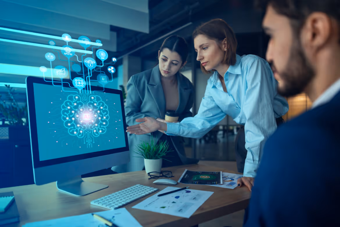 image of diverse team brainstorming (for an ai saas company)