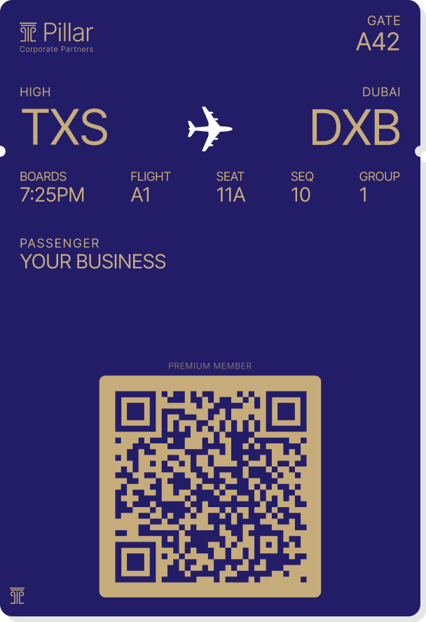 A boarding pass with a qr-code that leads to calendly.