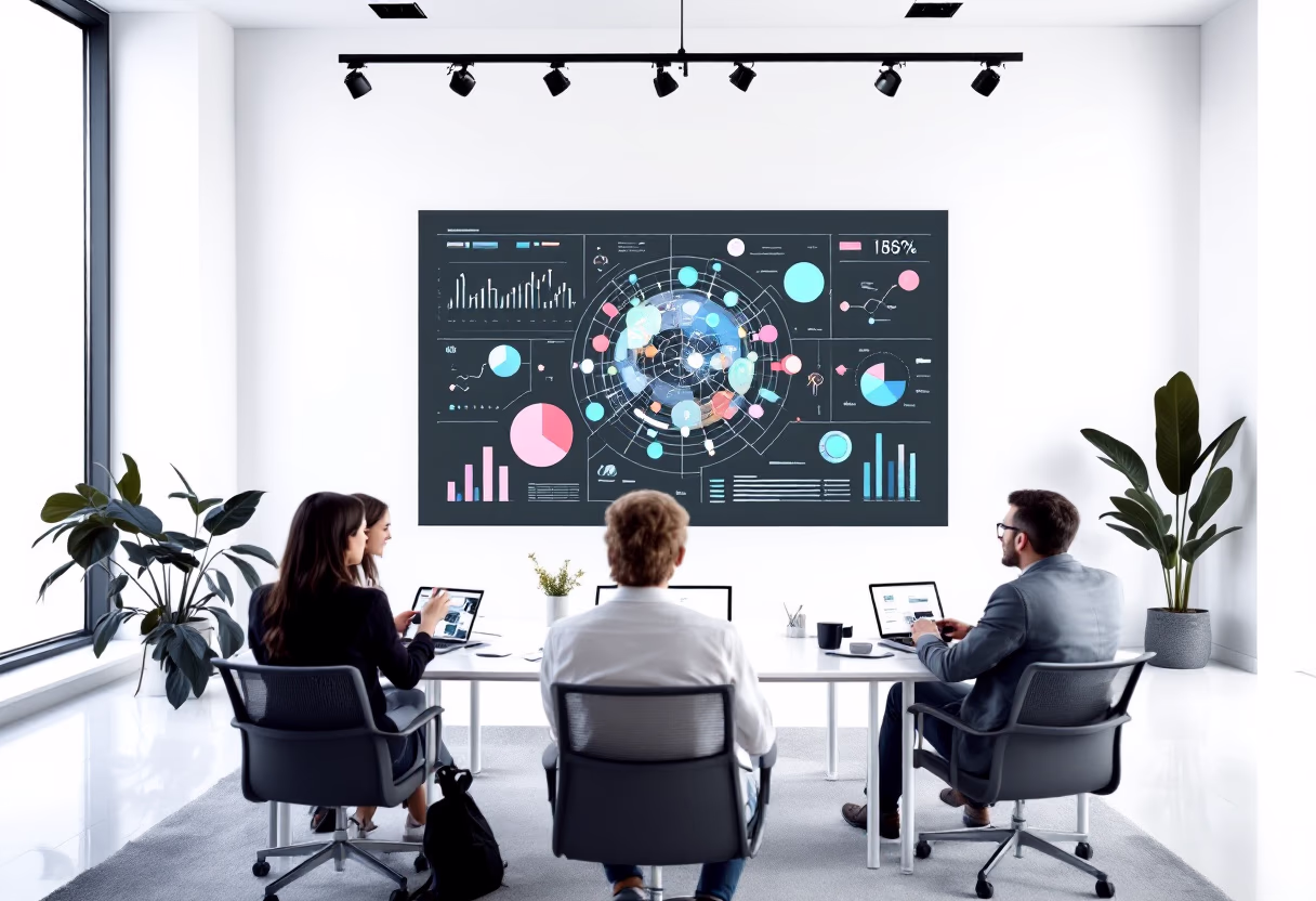 image of complex algorithms on a screen for a data analytics and business intelligence business