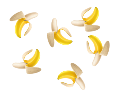 Group of several curved banans