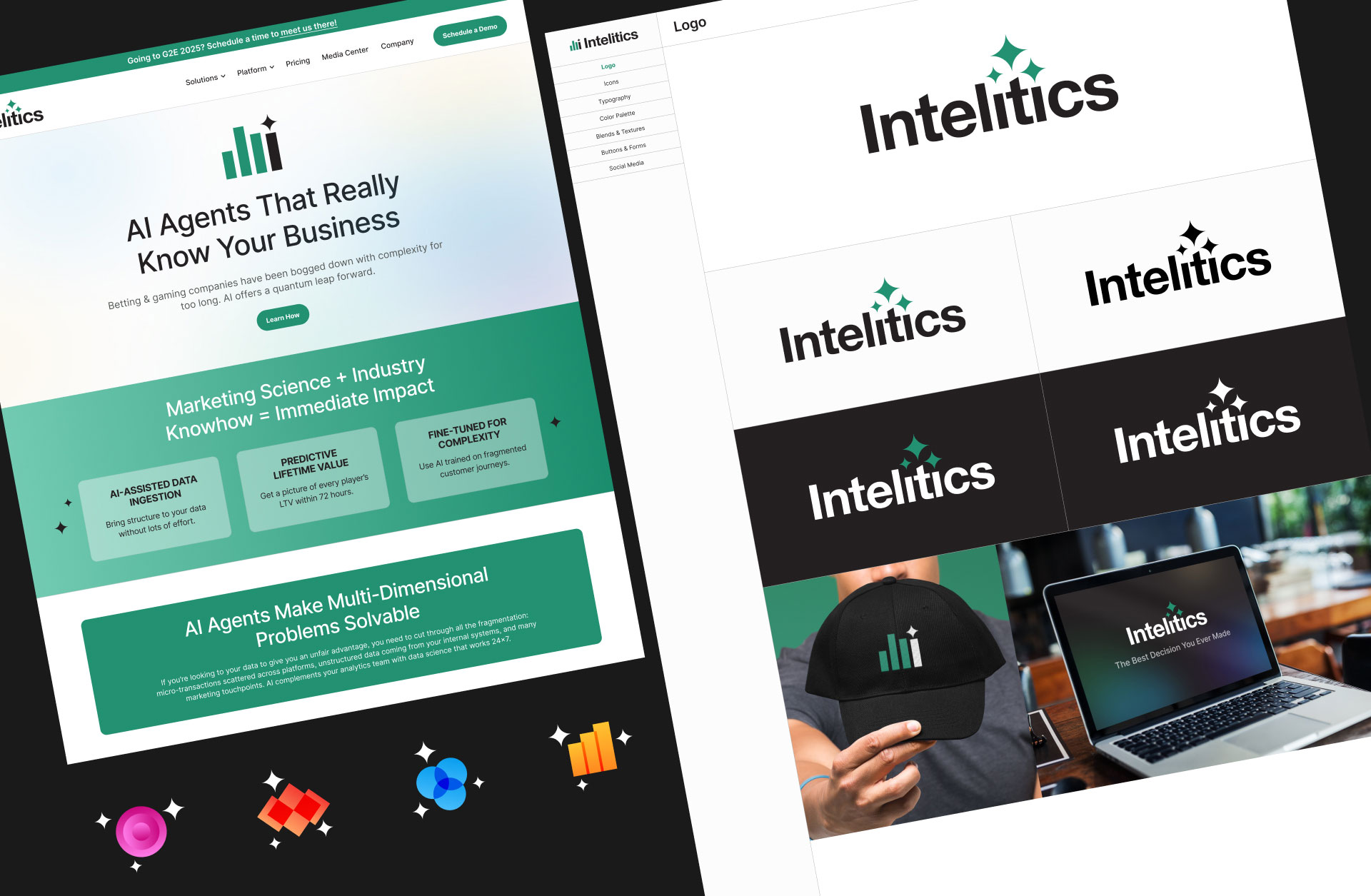 Intelitics branding identity and website design by Lisa Lopuck