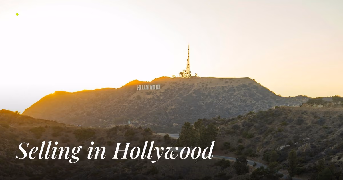 Hollywood sign at sunset over the Hollywood Hills