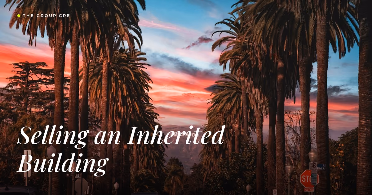 Los Angeles palm trees at sunset with Hollywood sign