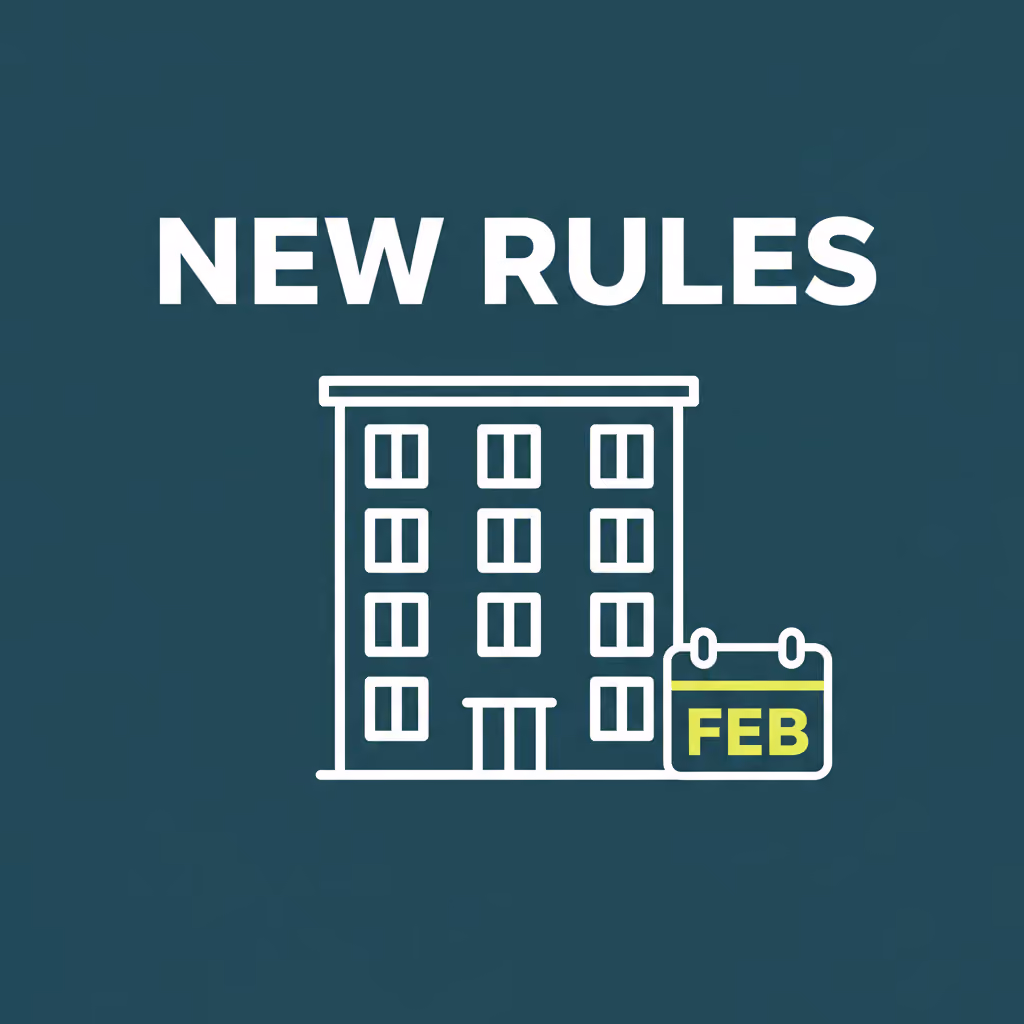 Illustrated thumbnail labeled NEW RULES for the blog post "LA City vs. LA County Rent Increase Rules (2026): What Just Changed"