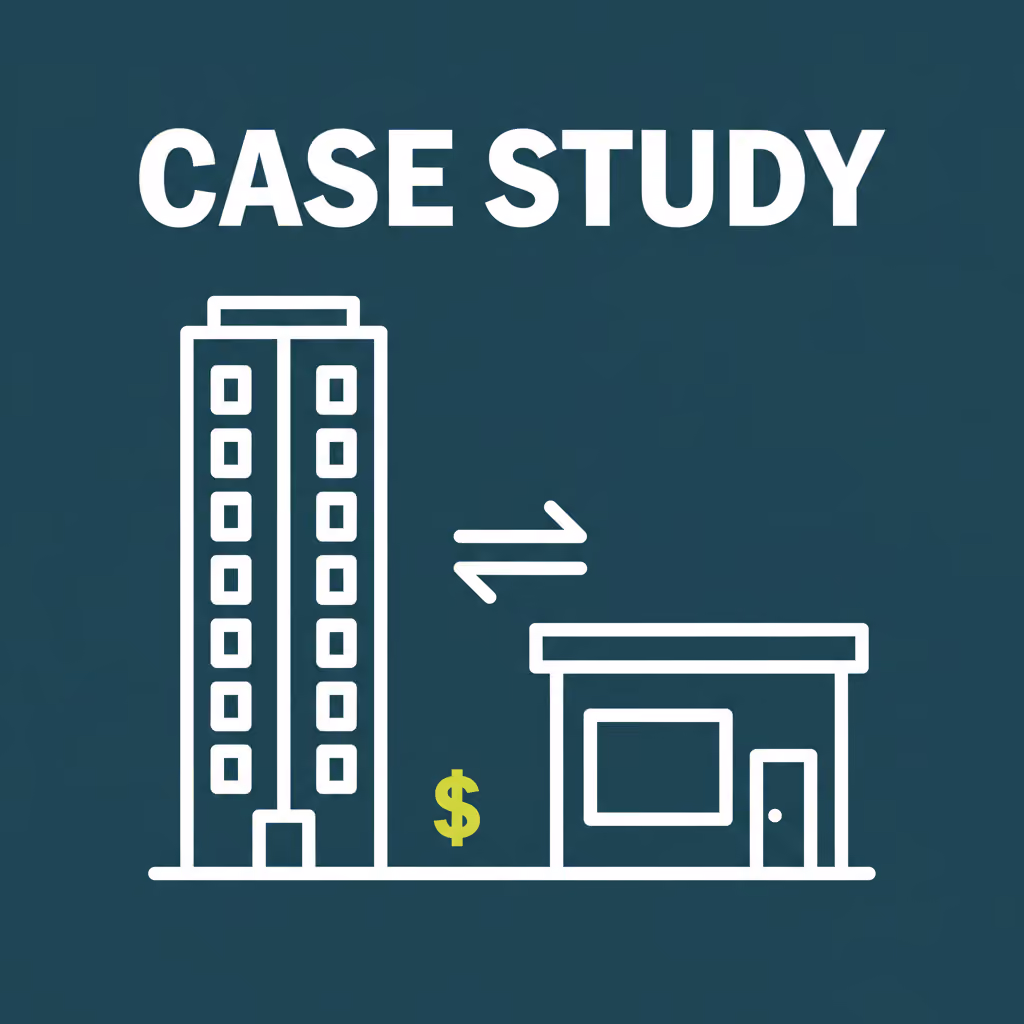 Illustrated thumbnail labeled CASE STUDY for the blog post "Case Study: How I Took a Client from $413K to $739K in Annual Income"