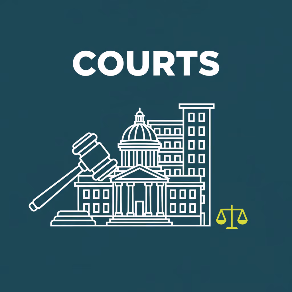 Illustrated thumbnail labeled COURTS for the blog post "Do LA Landlords Pay Relocation Fees on Post-1995 Apartment Buildings? What the 2026 Ruling Changed"