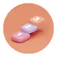 Three 3D rounded square blocks stacked forming a diagonal line on a light brown circular background with a shadow; the blocks display a lock icon, the text 'UI,' and 'UX.'