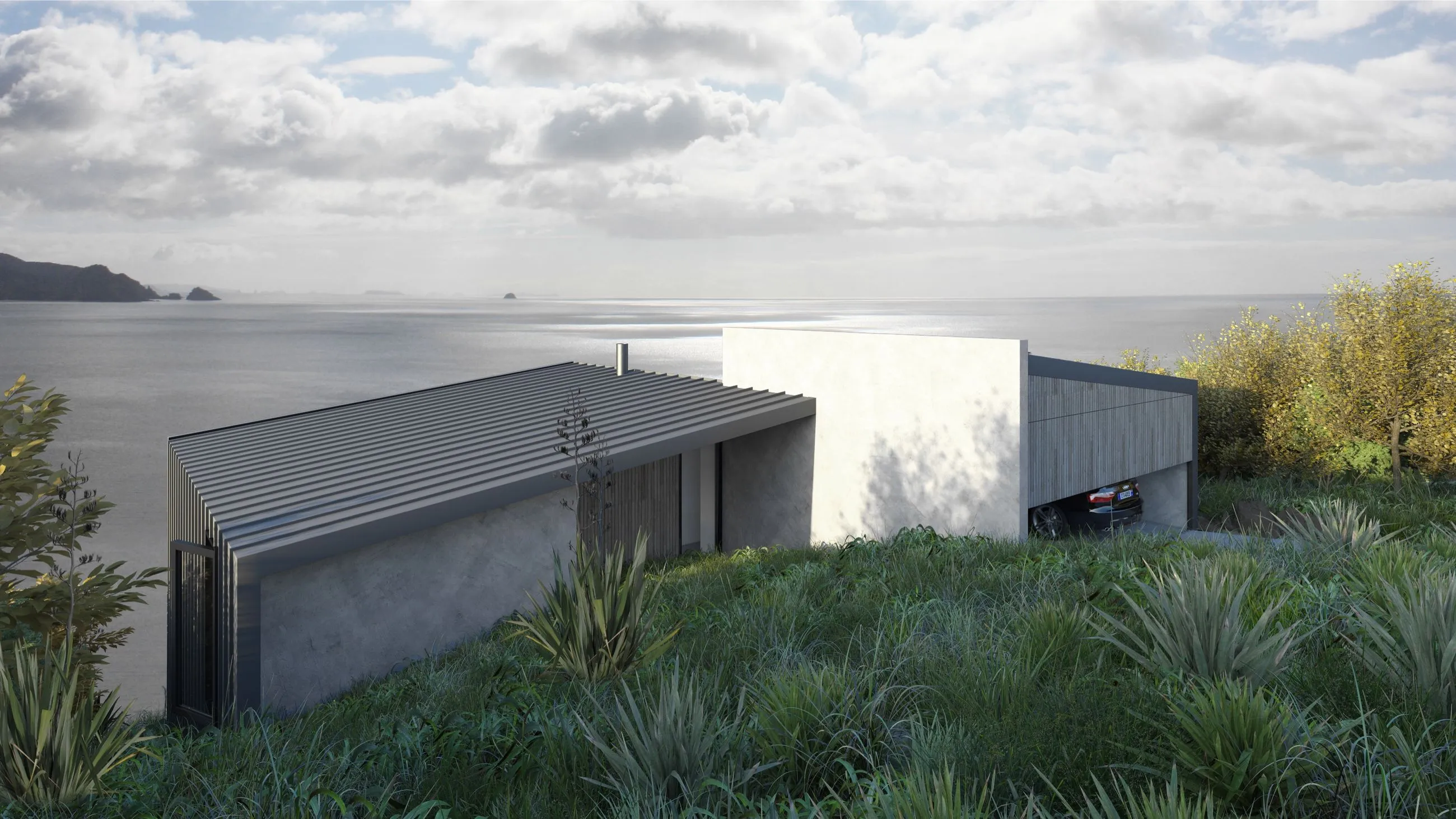 Wildhaber House by Matt Deeb Architecture: Modern two-story house at night with large glass windows, illuminated interior, balcony with white sofa and black chairs.