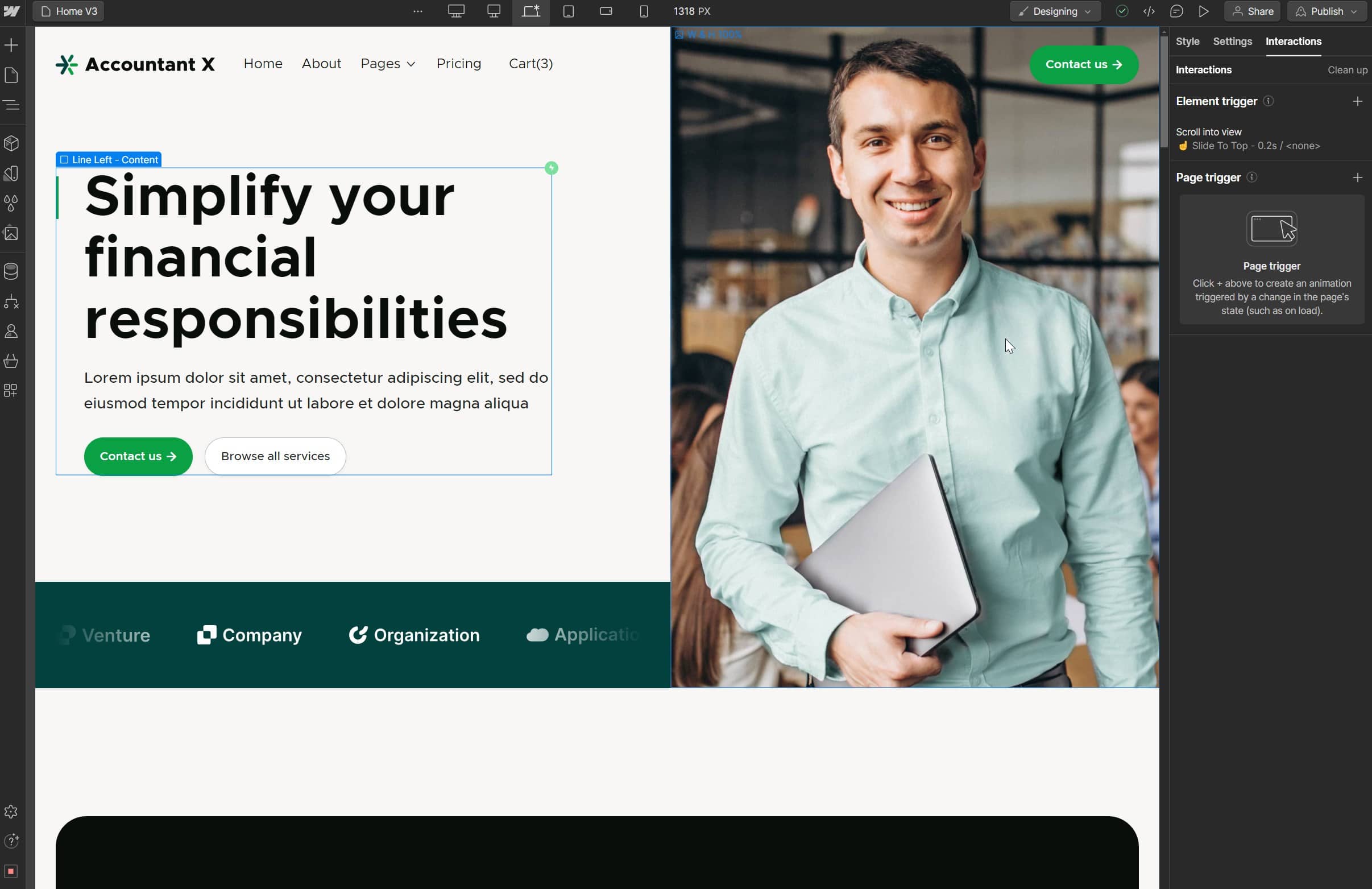 Accountant X Webflow Template And Ui Kit - Animations