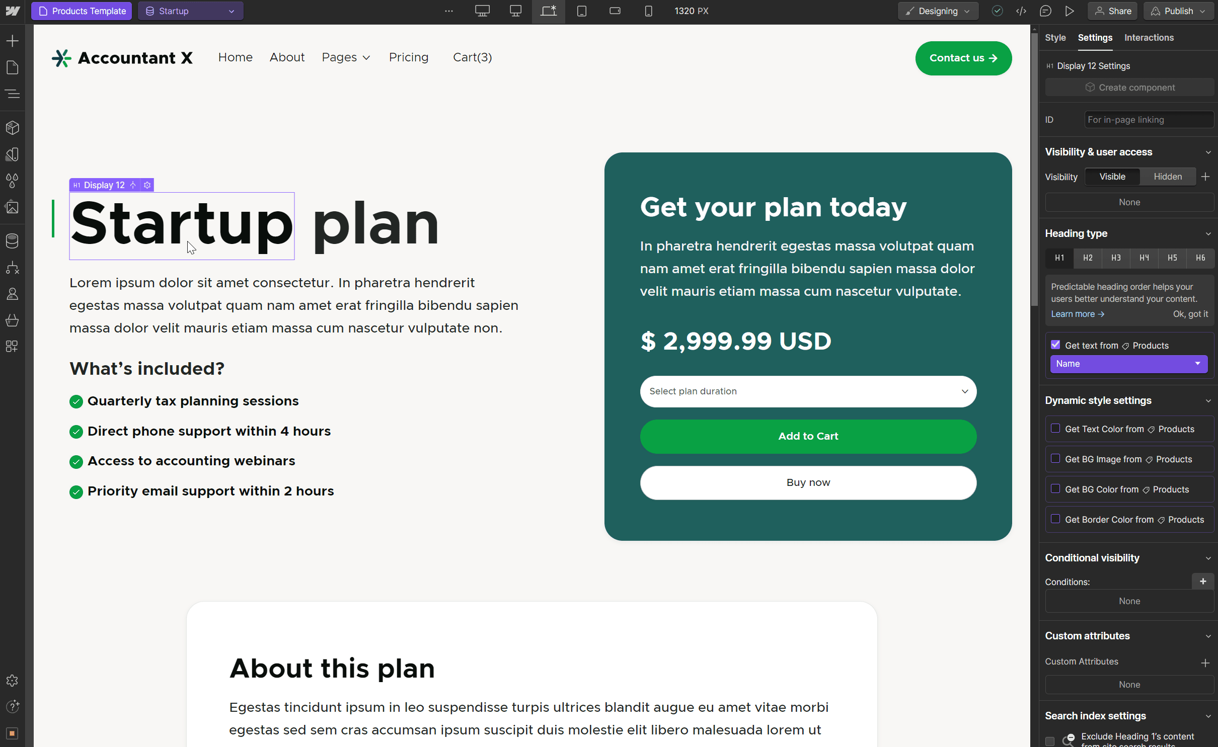 Accountant X Webflow Template And Ui Kit - Ecommerce Page