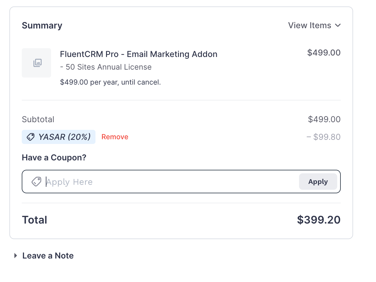 FluentCRM Coupon Applied