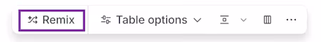 The Remix option on Confluence's floating toolbar above a table