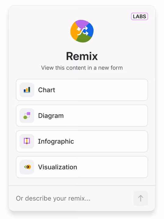 The Remix menu interface showing output options
