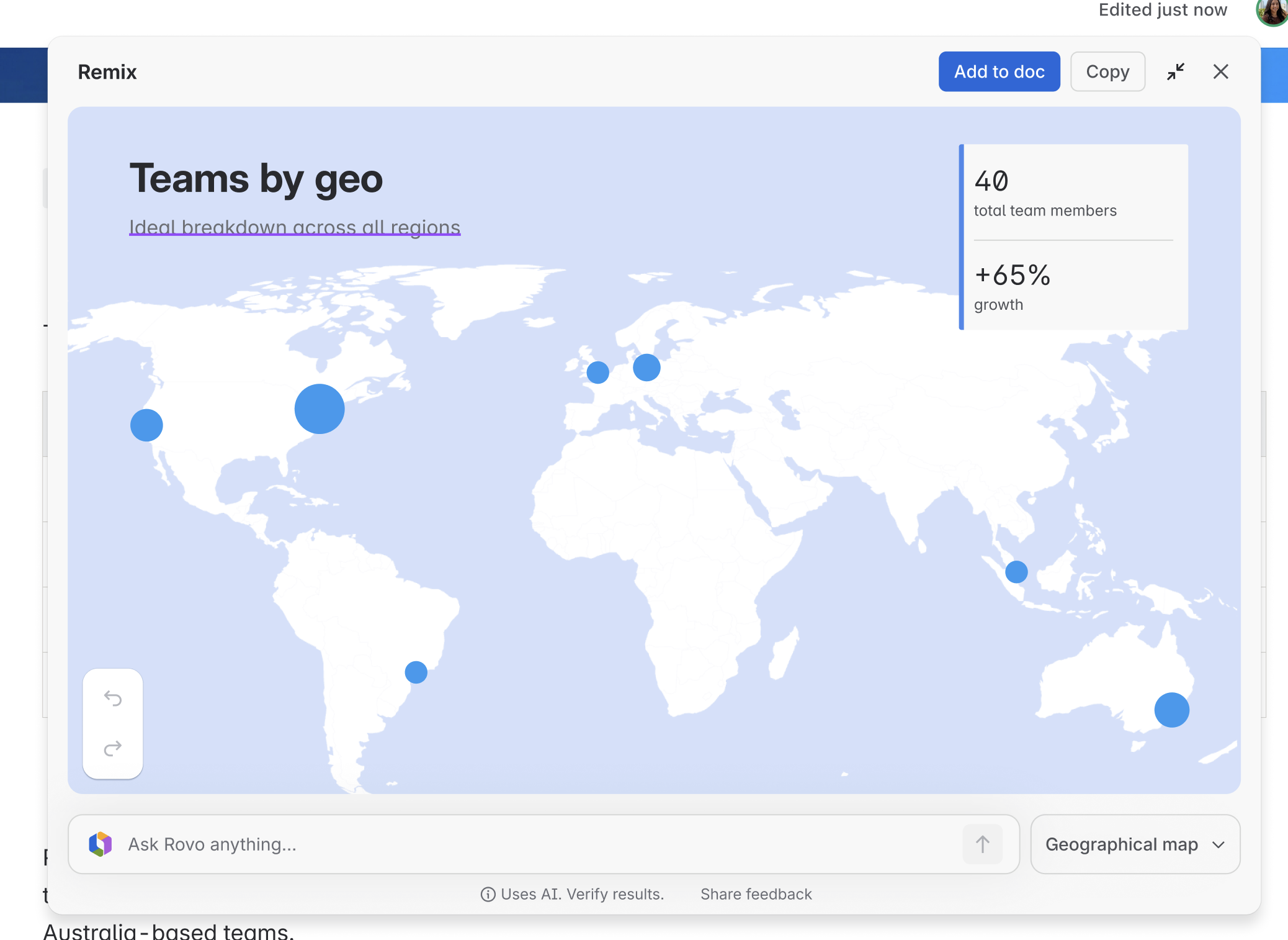 A sample map visualization generated by Remix inside a Confluence page