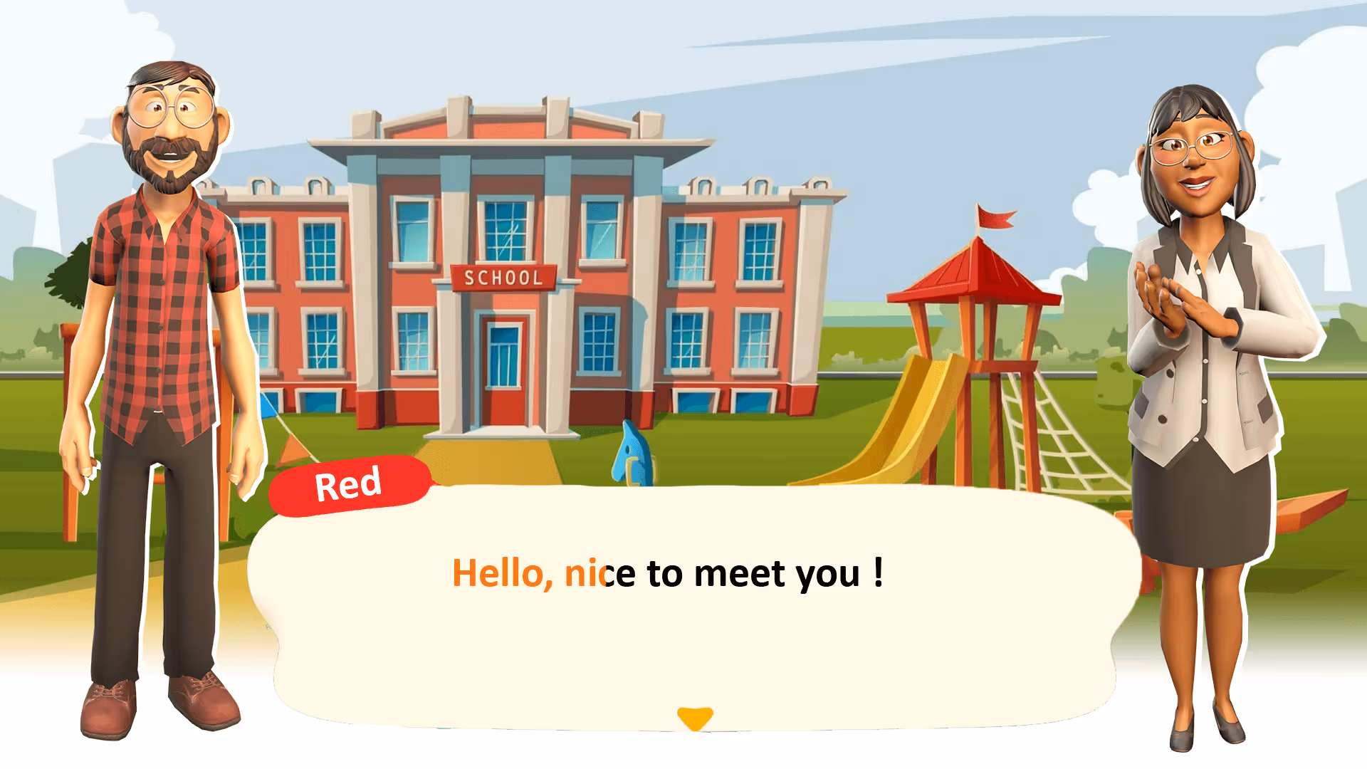 Educational illustration showing people in outdoor playground setting