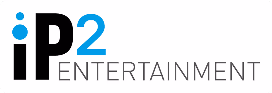 iP2 Entertainment logo with blue gradient text