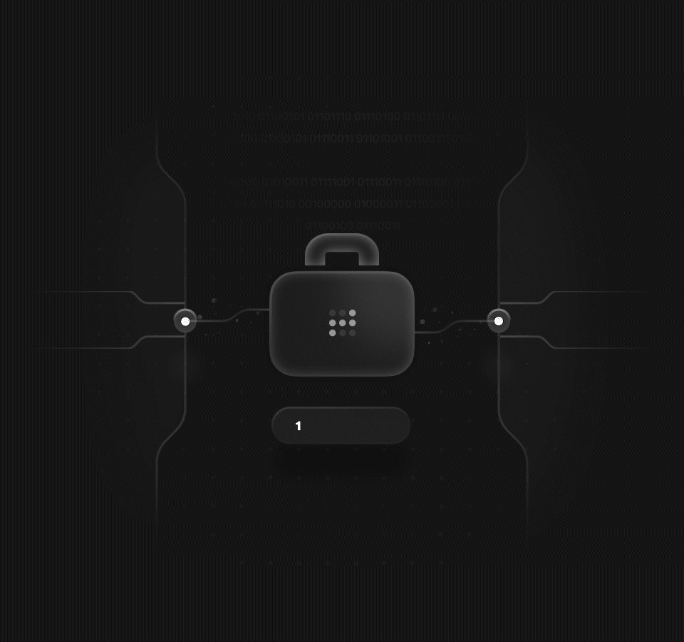 Digital illustration of a secure lock in the center with binary code and circuit-like lines on a dark background, symbolizing cybersecurity.