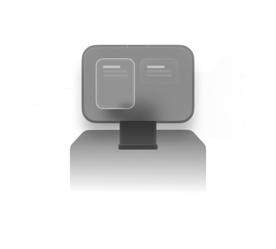 Illustration of a computer monitor with abstract lines and nodes representing data connections, set against a dark background.
