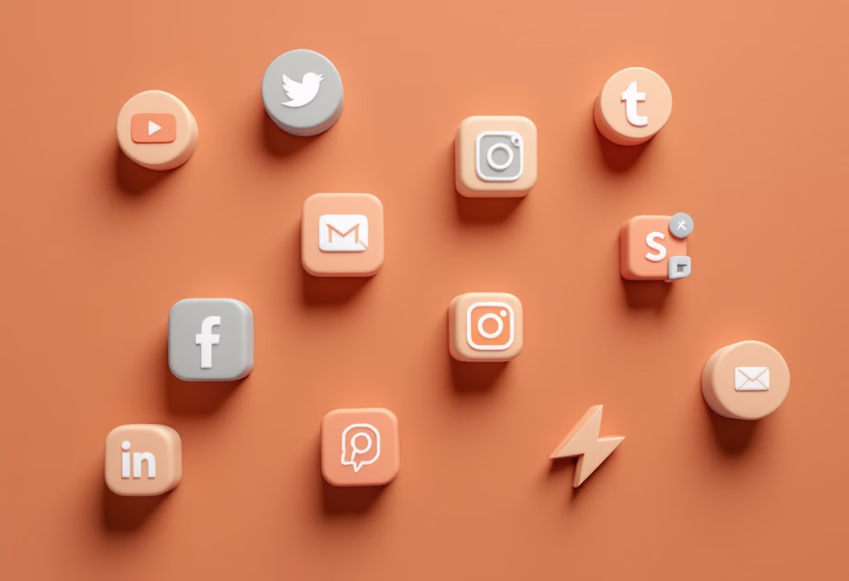 image of diverse social media icons (for a social media and communication)
