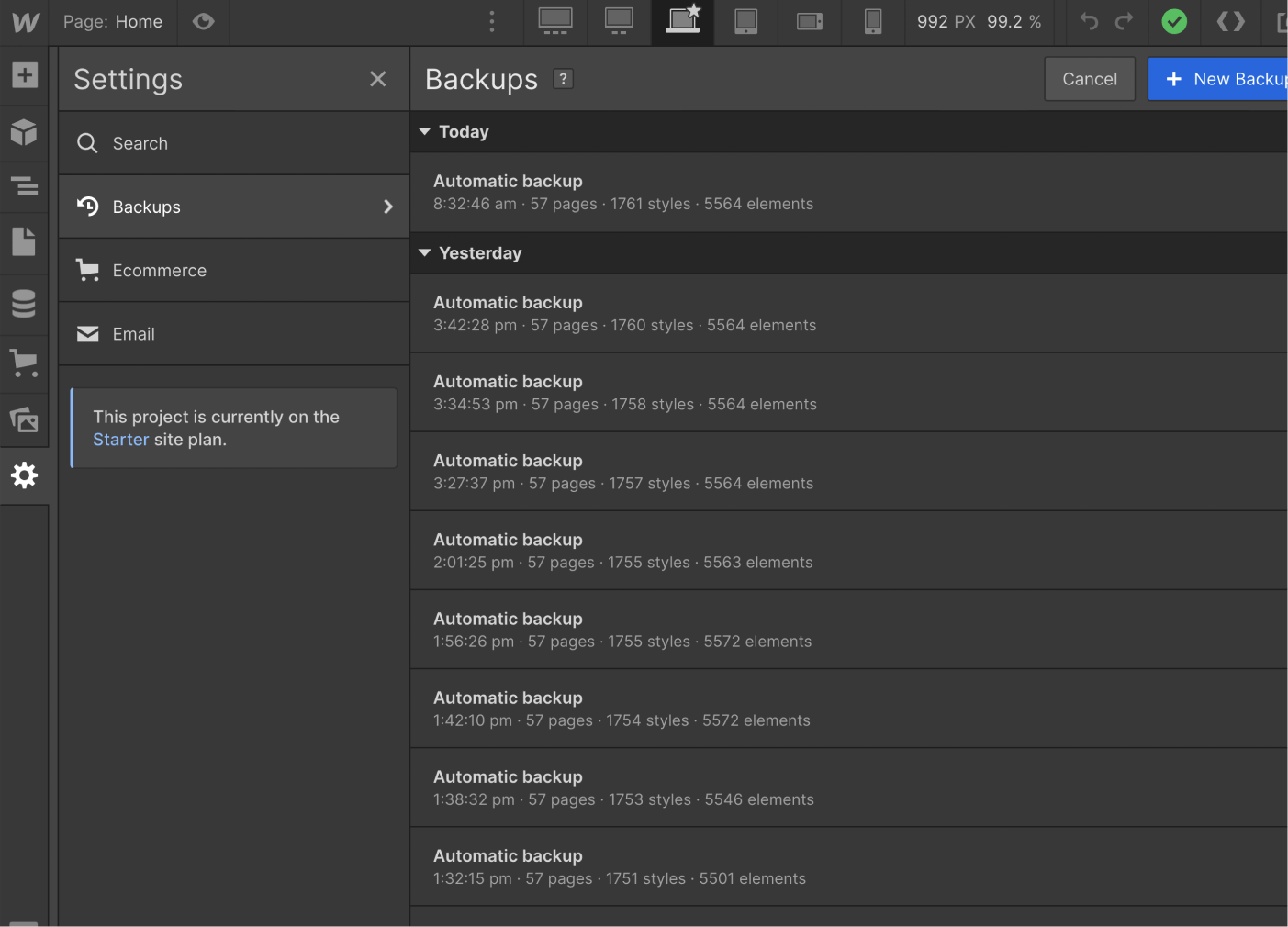 Backups - Streaming X Webflow Template