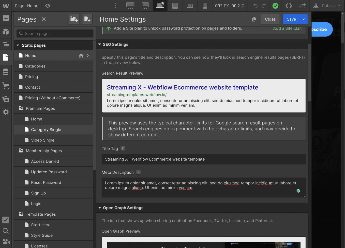 SEO - Streaming X Webflow Template