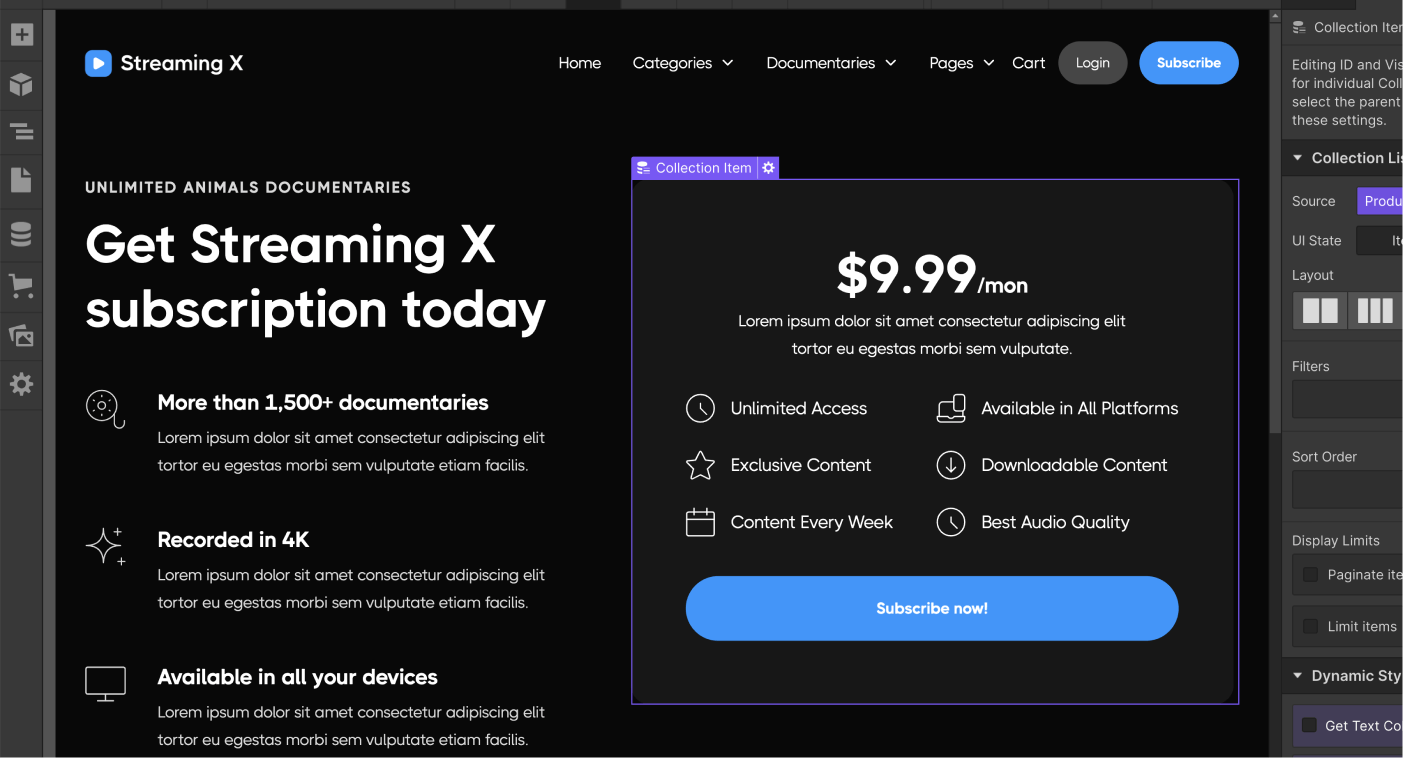 eCommerce Template - Streaming X Webflow Template