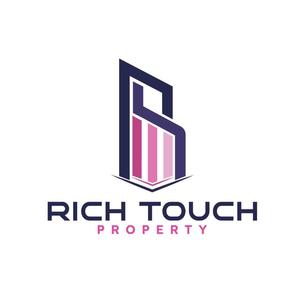 Logo featuring stylized building shape above the text 'RICH TOUCH' in bold navy and 'PROPERTY' in pink.
