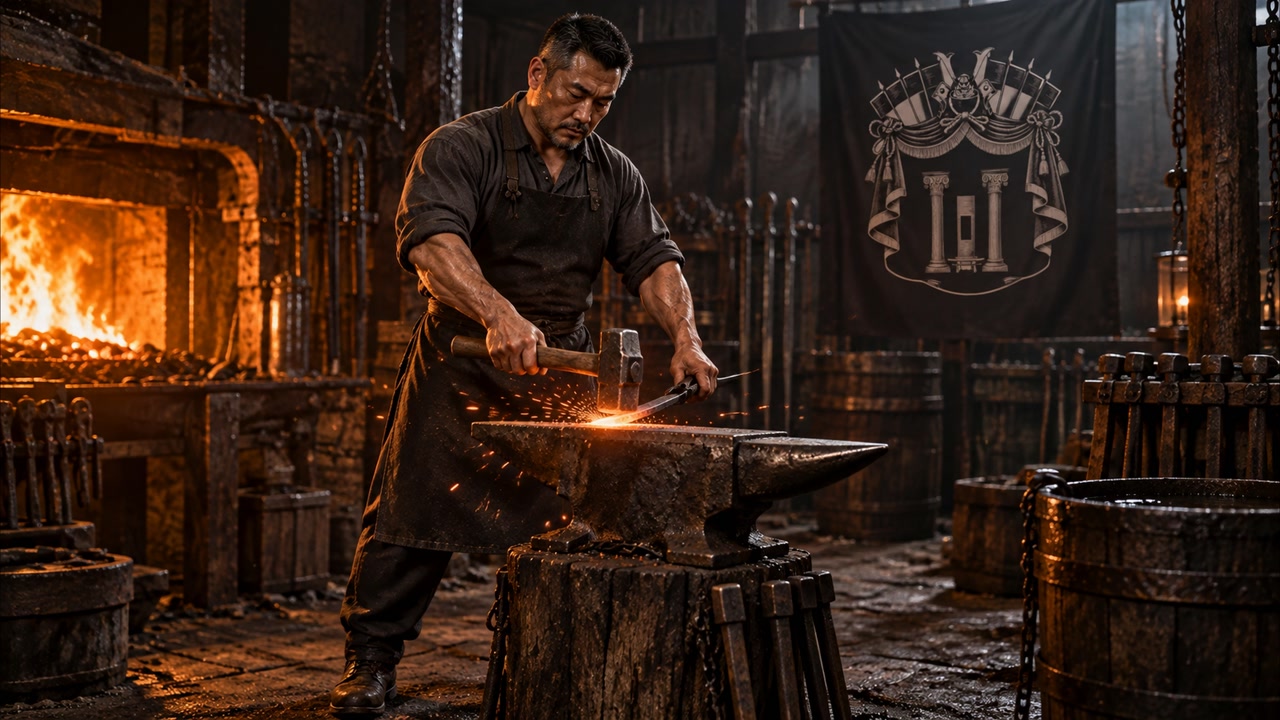 A heated blade over the forge