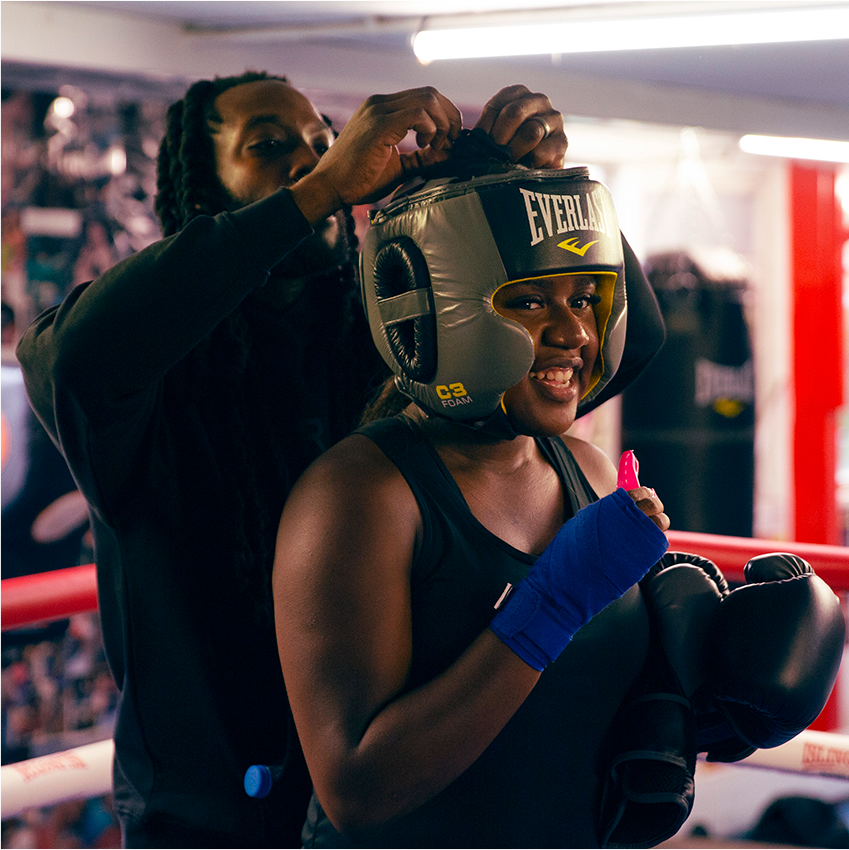 Girl with boxing gloves