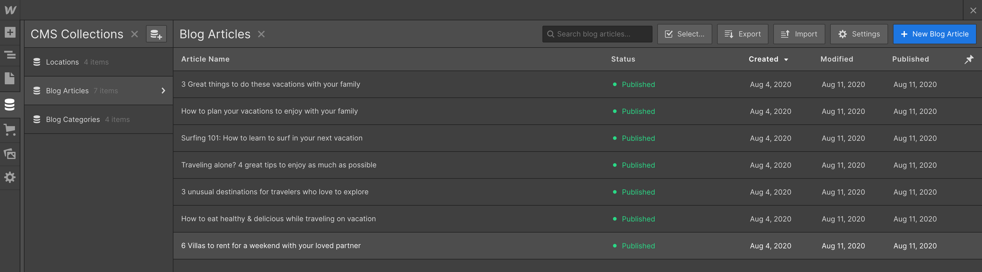 CMS Collection - Hotel Webflow Template