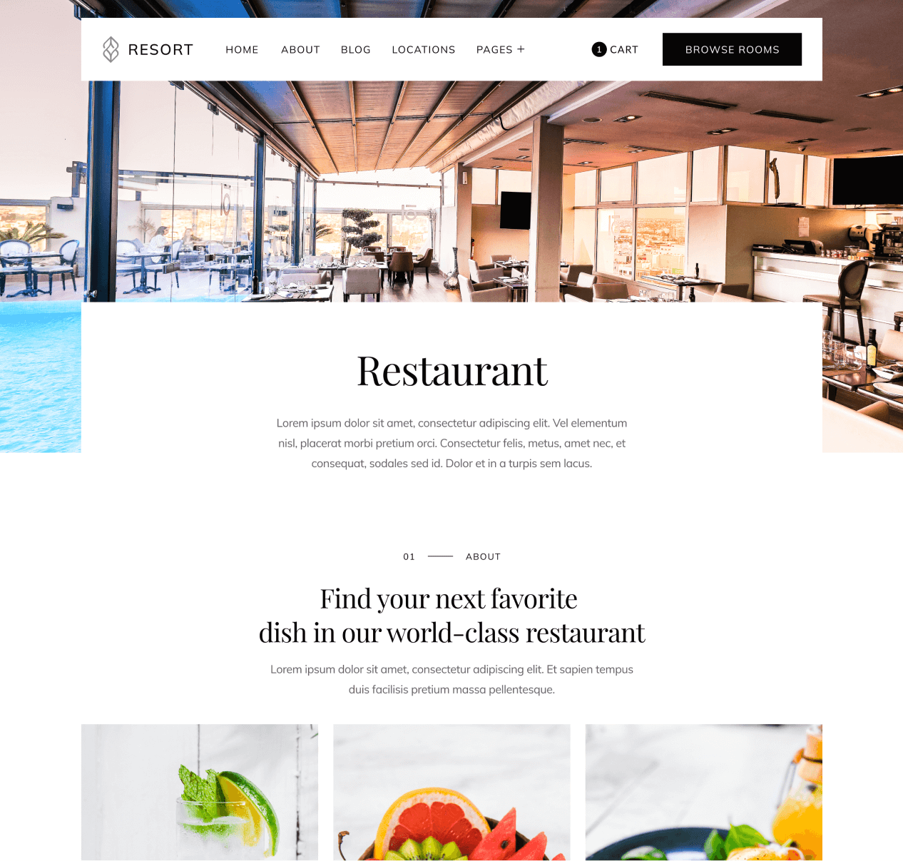 Resort - Restaurant page - Resort and Hotel Webflow Template